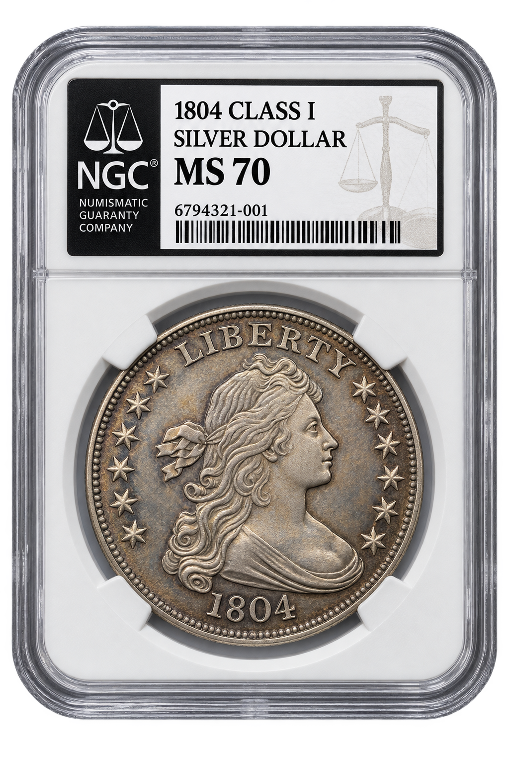 1804 silver dollar in an NGC slab