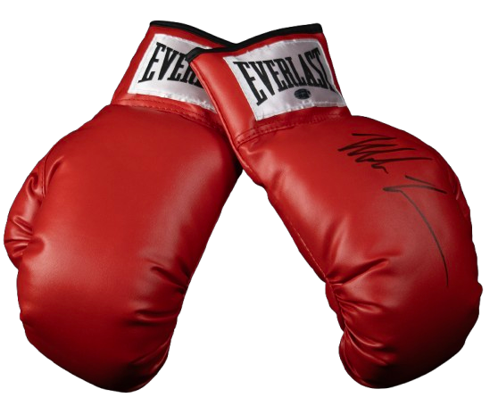 Red Mike Tyson signed boxing gloves